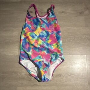 Speedo Girls One Piece Swimsuit Size 10 Multicolor Abstract